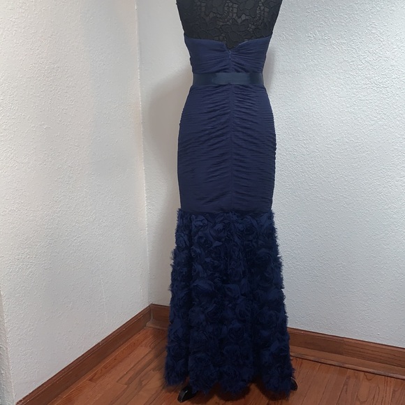 JS collection shirred belted rosette gown - Picture 6 of 6
